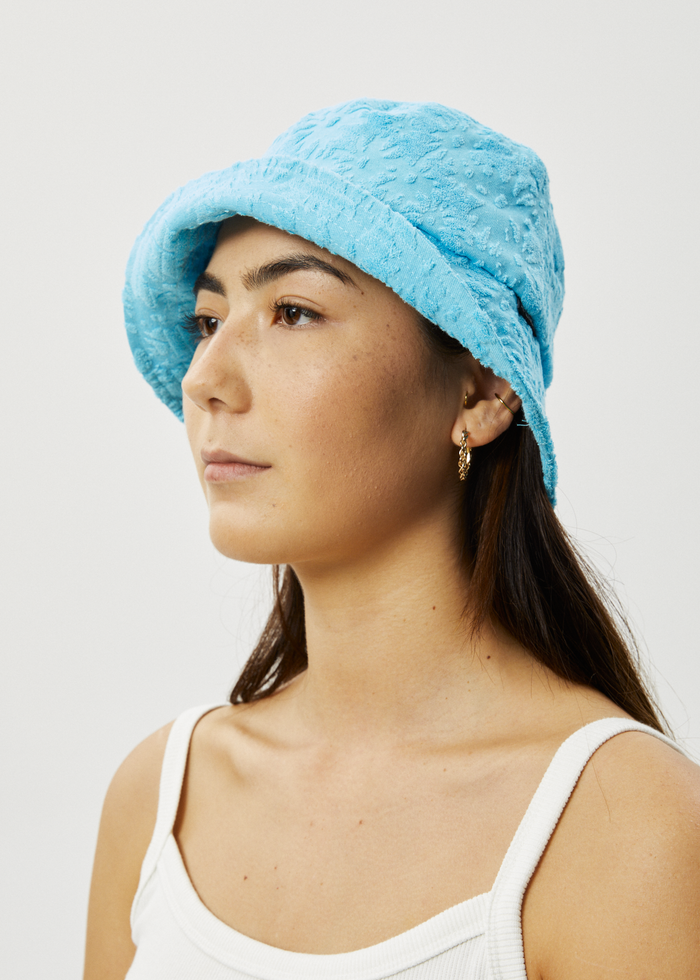 Afends Unisex Moon - Hemp Terry Bucket Hat - Blue Daisy - Streetwear - Sustainable Fashion
