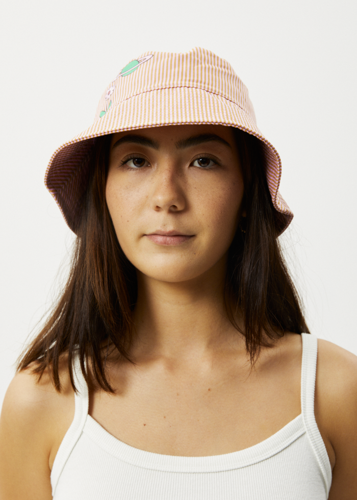 Afends Unisex Night Shade - Bucket Hat - Mustard Stripe - Streetwear - Sustainable Fashion