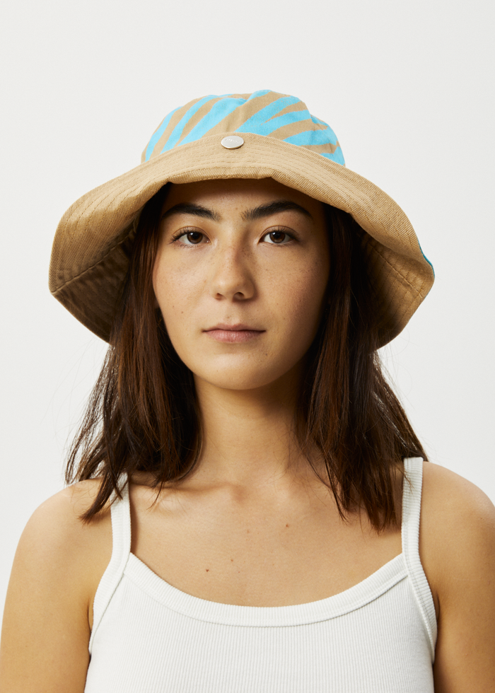 Afends Unisex Adi - Hemp Wide Brim Bucket Hat - Blue Stripe - Streetwear - Sustainable Fashion