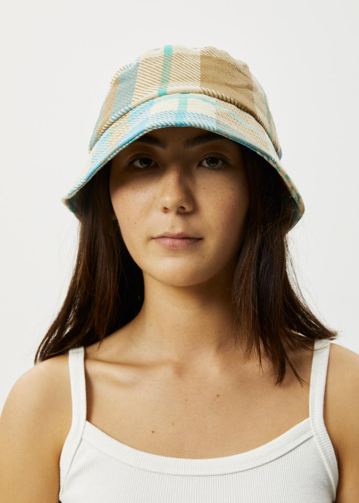 Afends Unisex Millie - Hemp Reverse Fleece Bucket Hat - Tan Check - Streetwear - Sustainable Fashion