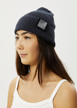 Afends Unisex Solace - Unisex Organic Knit Beanie - Charcoal - Afends unisex solace   unisex organic knit beanie   charcoal   streetwear   sustainable fashion