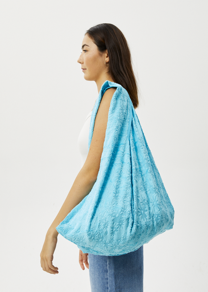 Afends Unisex Moon - Hemp Terry Oversized Tote Bag - Blue Daisy - Streetwear - Sustainable Fashion