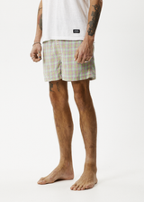 AFENDS Unisex Kali - Boxers - Pistachio Check - Afends unisex kali   boxers   pistachio check   streetwear   sustainable fashion