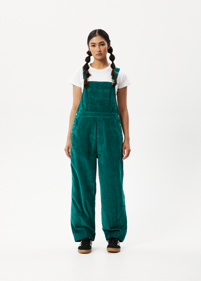AFENDS Womens Louis - Corduroy Baggy Overall - Emerald - Streetwear - Sustainable Fashion