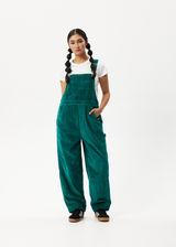 AFENDS Womens Louis - Corduroy Baggy Overall - Emerald - Afends womens louis   corduroy baggy overall   emerald   streetwear   sustainable fashion