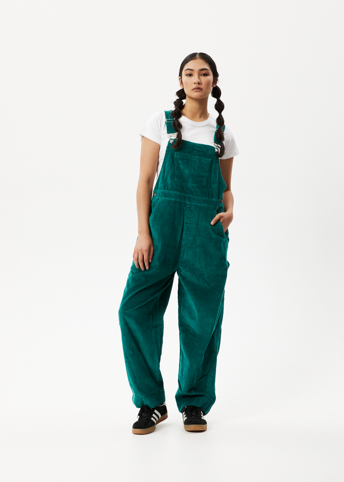 AFENDS Womens Louis - Corduroy Baggy Overall - Emerald - Streetwear - Sustainable Fashion