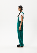 AFENDS Womens Louis - Corduroy Baggy Overall - Emerald - Afends womens louis   corduroy baggy overall   emerald   streetwear   sustainable fashion