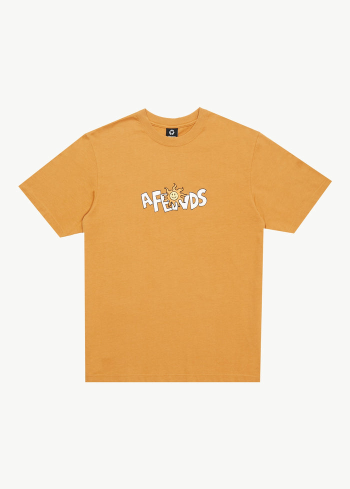 Afends Mens Sunshine - Retro Graphic T-Shirt - Mustard - Streetwear - Sustainable Fashion