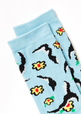 Afends Unisex Flowers - Recycled Crew Socks - Sky Blue - Afends unisex flowers   recycled crew socks   sky blue   streetwear   sustainable fashion