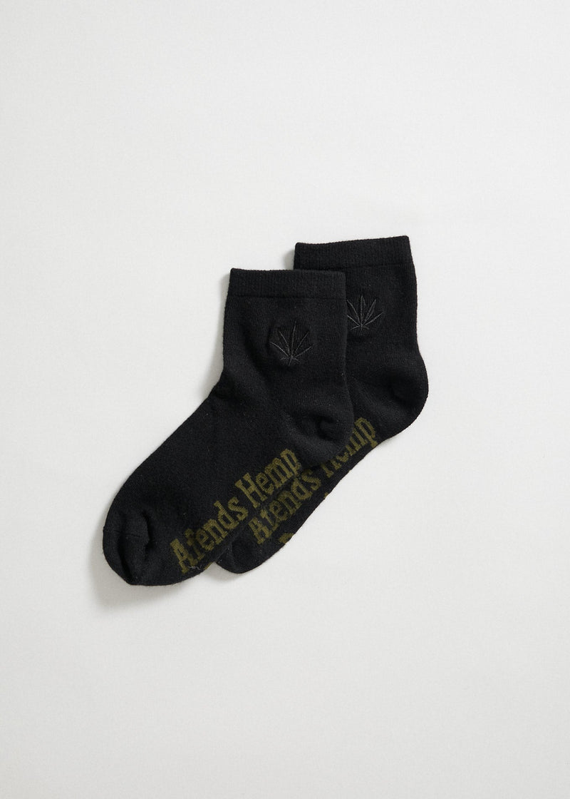 Afends Unisex Happy Hemp - Ankle Socks One Pack - Black / Black