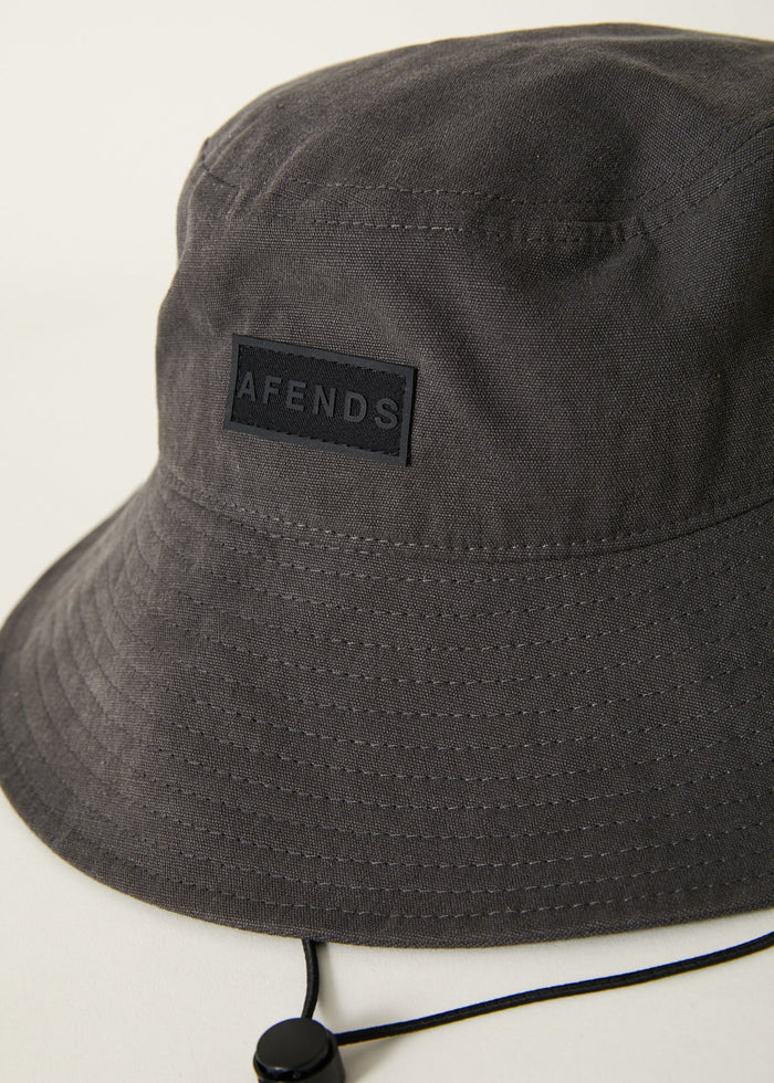 Afends Unisex Mass - Organic Wide Brim Bucket Hat - Charcoal - Streetwear - Sustainable Fashion