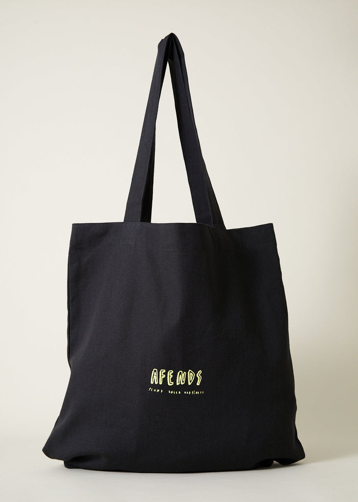 Afends Unisex Plant Based Happiness - Recycled Tote Bag - Charcoal - Streetwear - Sustainable Fashion
