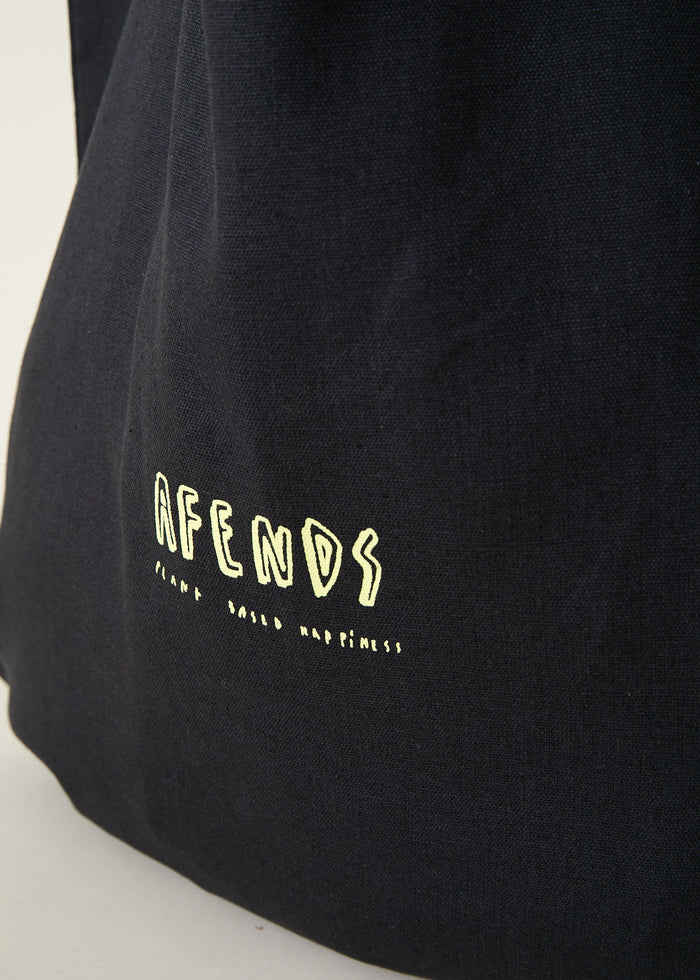 Afends Unisex Plant Based Happiness - Recycled Tote Bag - Charcoal - Streetwear - Sustainable Fashion