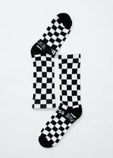 Afends Unisex Chess Club  - Hemp Crew Socks - Black / White - Afends unisex chess club    hemp crew socks   black / white   streetwear   sustainable fashion