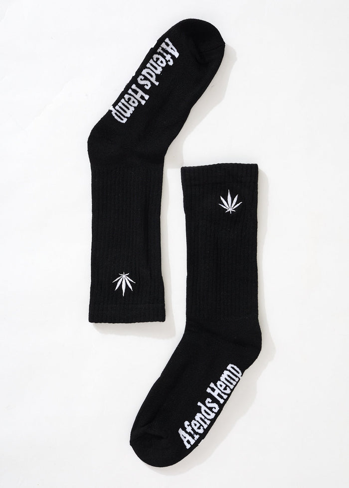 Afends Unisex Happy Hemp - Socks One Pack - Black - Streetwear - Sustainable Fashion