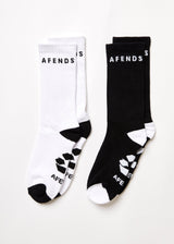 Afends Unisex Contrast - Recycled Socks Two Pack - Multi - Afends unisex contrast   recycled socks two pack   multi   streetwear   sustainable fashion