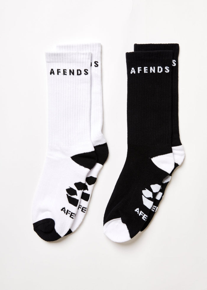 Afends Unisex Contrast - Recycled Socks Two Pack - Multi - Streetwear - Sustainable Fashion