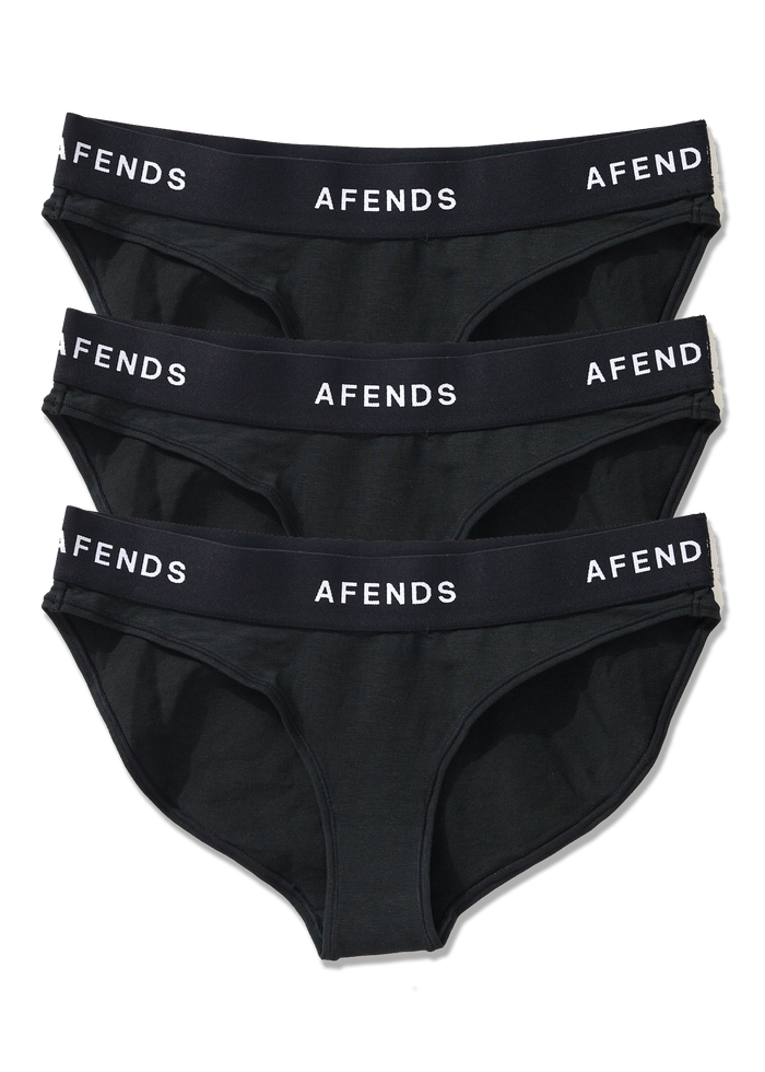 Afends Womens Molly - Hemp Bikini Briefs 3 Pack - Black - Streetwear - Sustainable Fashion