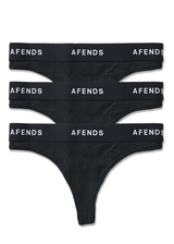 Afends Womens Molly - Hemp G-String Briefs 3 Pack - Black - Afends womens molly   hemp g string briefs 3 pack   black   streetwear   sustainable fashion