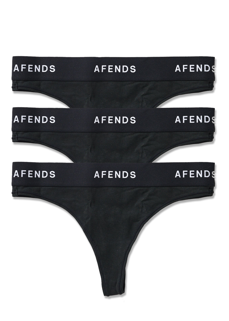 Afends Womens Molly - Hemp G-String Briefs 3 Pack - Black
