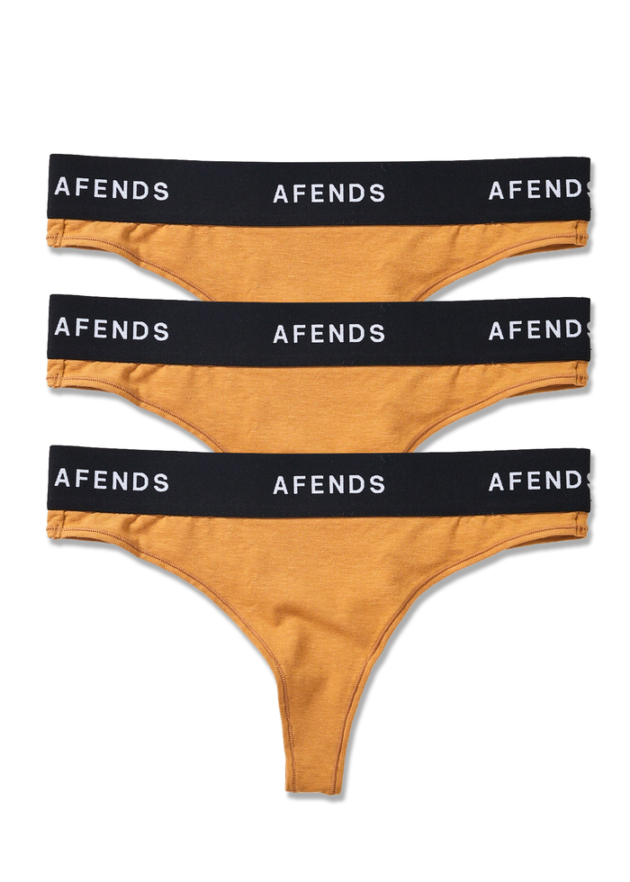 Afends Womens Molly - Hemp G-String Briefs 3 Pack - Chestnut - Streetwear - Sustainable Fashion
