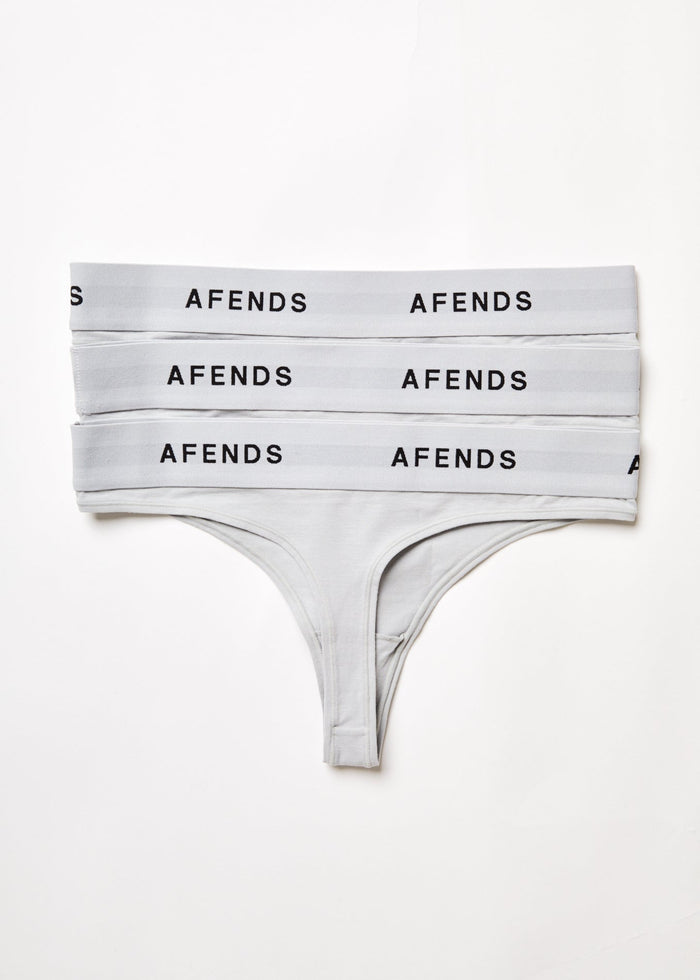 Afends Womens Molly - Hemp G-String Briefs 3 Pack - Smoke - Streetwear - Sustainable Fashion