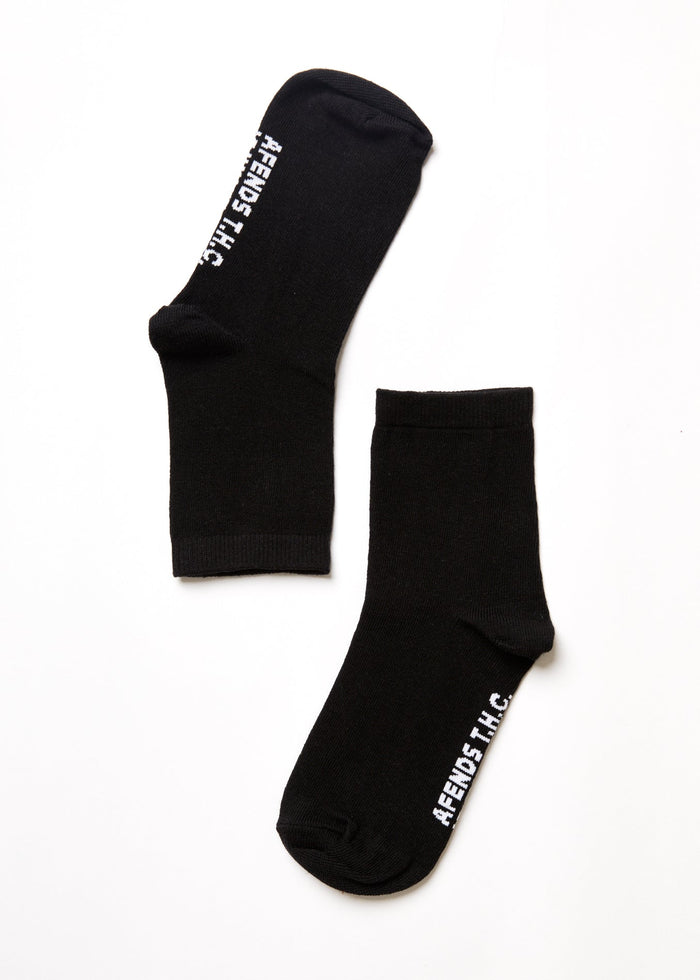 Afends Unisex All Time - Hemp Crew Socks - Black - Streetwear - Sustainable Fashion