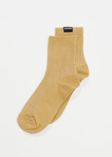 Afends Unisex The Essential - Hemp Ribbed Crew Socks - Camel - Afends unisex the essential   hemp ribbed crew socks   camel   streetwear   sustainable fashion