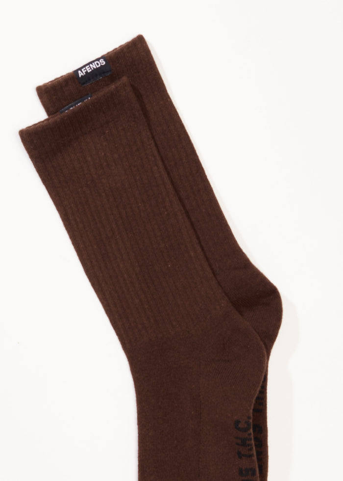 Afends Mens Everyday - Hemp Socks One Pack - Coffee - Streetwear - Sustainable Fashion