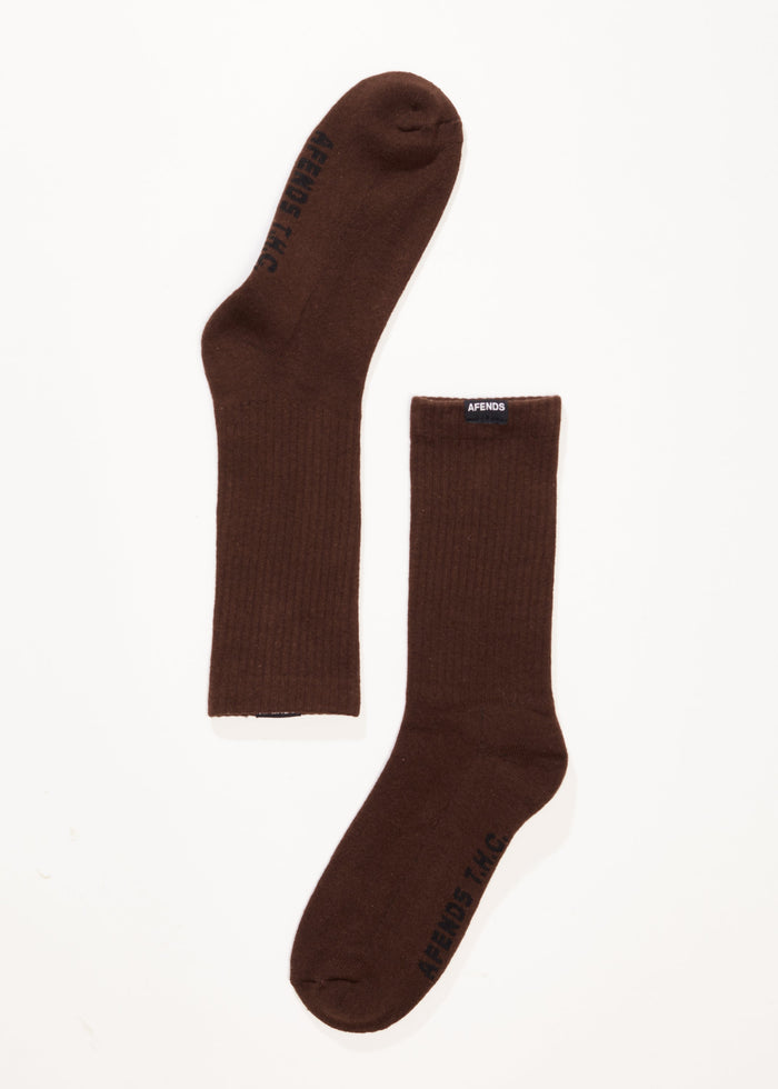 Afends Mens Everyday - Hemp Socks One Pack - Coffee - Streetwear - Sustainable Fashion