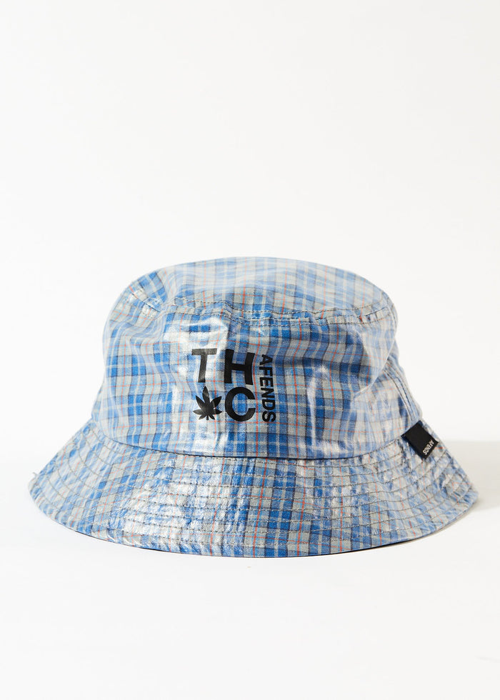 Afends Unisex Porcelain - Hemp Check Coated Bucket Hat - Electric Blue - Streetwear - Sustainable Fashion