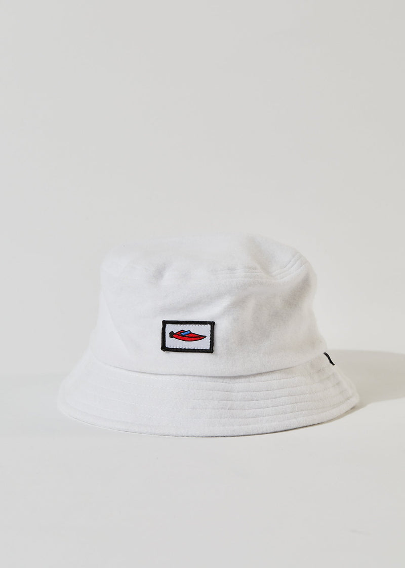 Afends Unisex Naughty - Recycled Fleece Bucket Hat - White