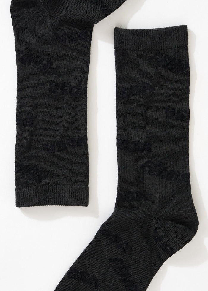 Afends Unisex Naughty - Recycled Crew Socks - Charcoal - Streetwear - Sustainable Fashion