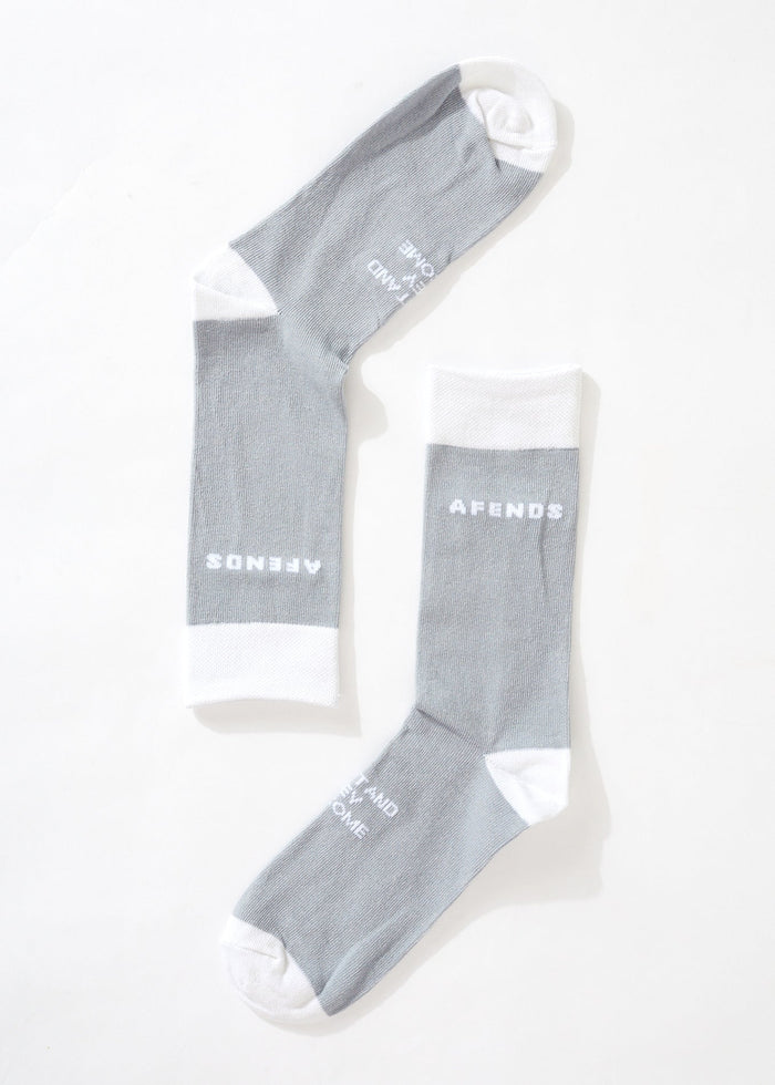Afends Unisex Build It - Hemp Crew Socks - Grey - Streetwear - Sustainable Fashion