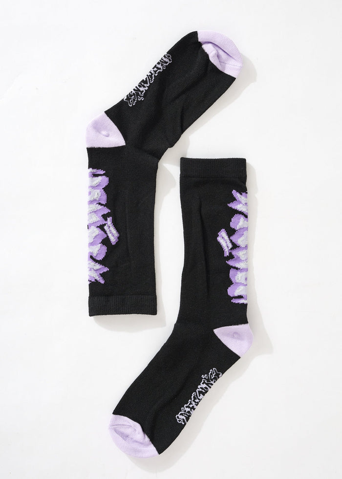 Afends Womens Tracks - Recycled Crew Socks - Charcoal - Streetwear - Sustainable Fashion