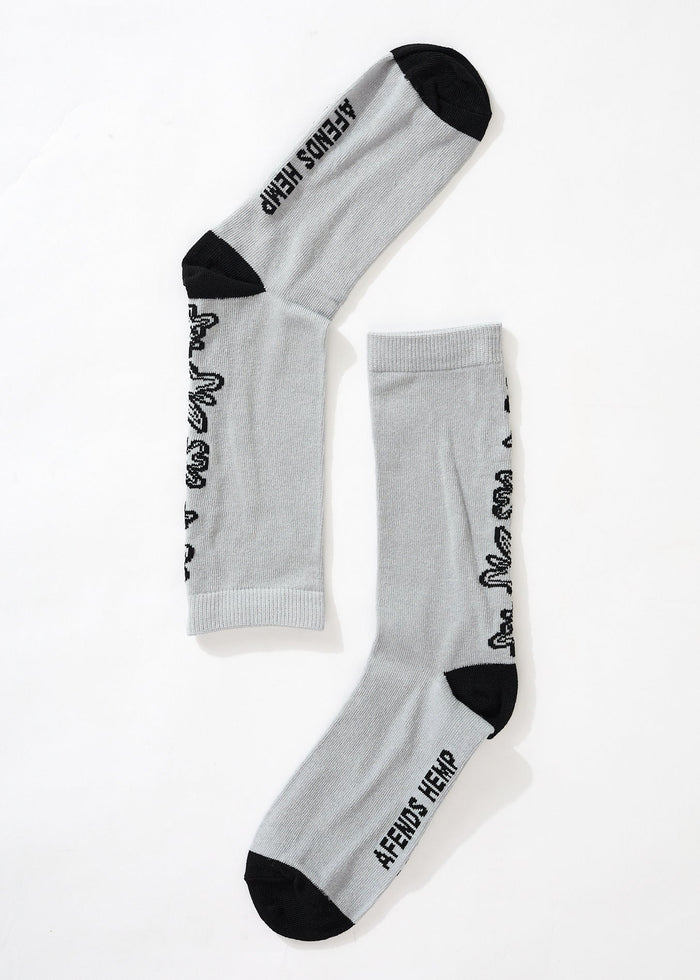Afends Unisex Fixative - Hemp Crew Socks - Shadow - Streetwear - Sustainable Fashion