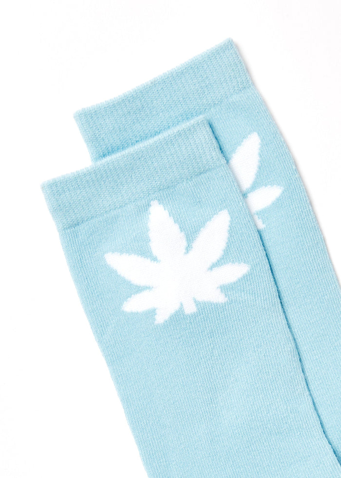 Afends Unisex Controlla - Hemp Crew Socks - Sky Blue - Streetwear - Sustainable Fashion