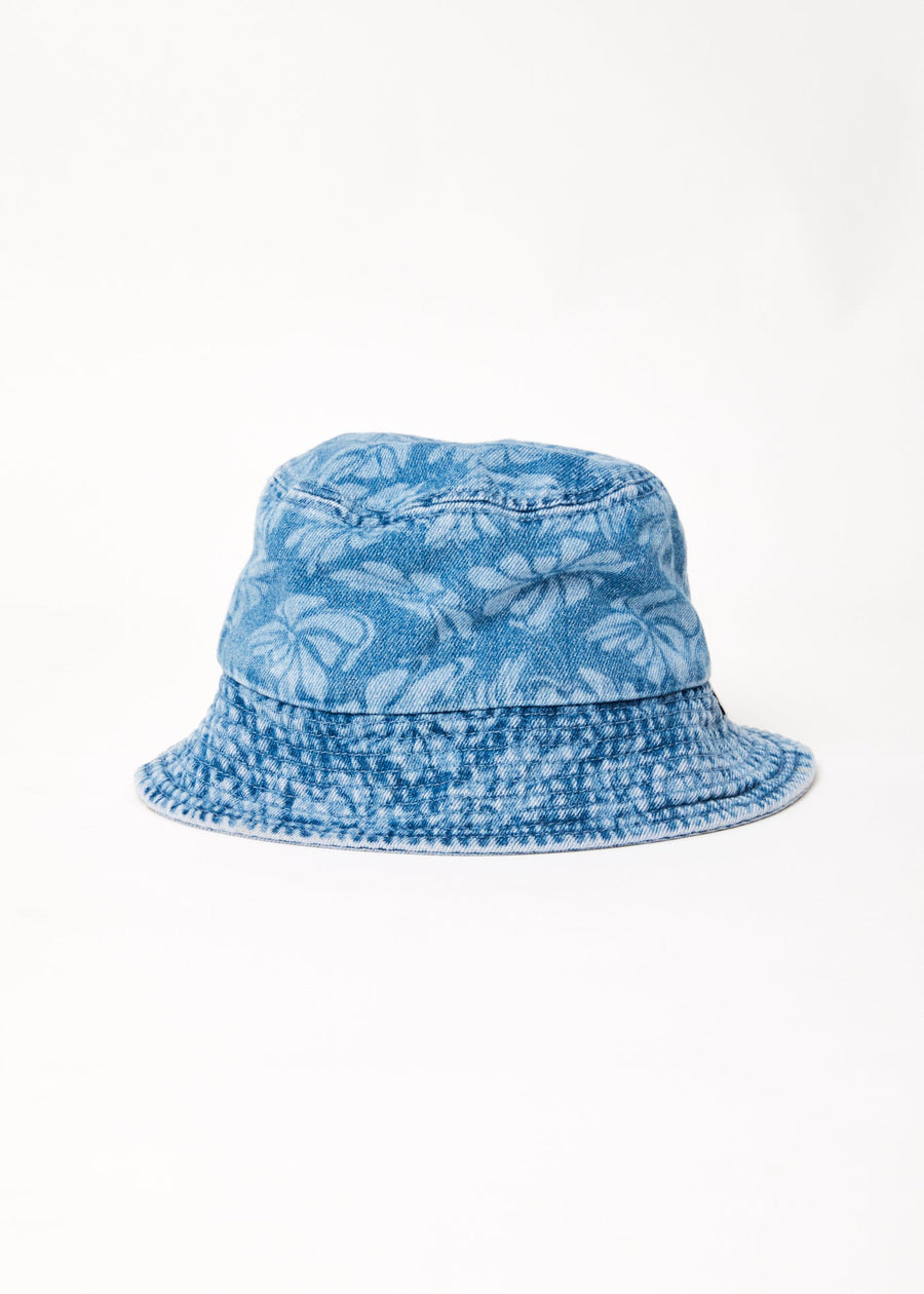 Afends Unisex Billie - Hemp Denim Floral Bucket Hat - Floral Blue