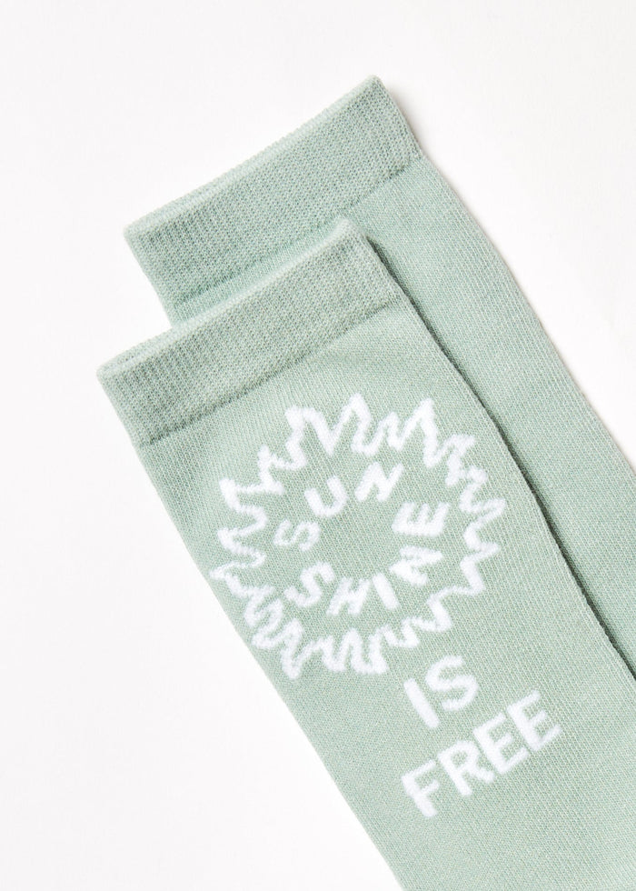 Afends Unisex Utopia - Organic Crew Socks - Smoke Green - Streetwear - Sustainable Fashion