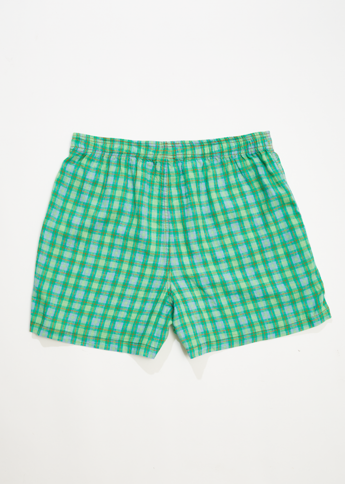 Afends Unisex Meadows - Unisex Hemp Check Boxers - Forest Check - Streetwear - Sustainable Fashion