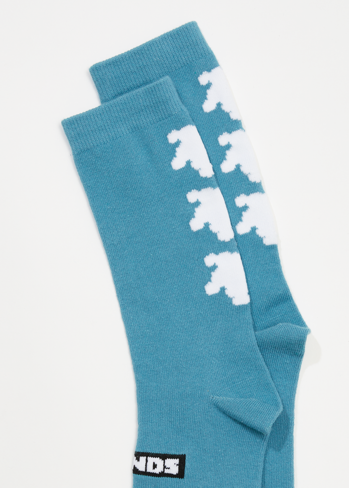 Afends Unisex Polar - Recycled Crew Socks - Dark Teal - Streetwear - Sustainable Fashion