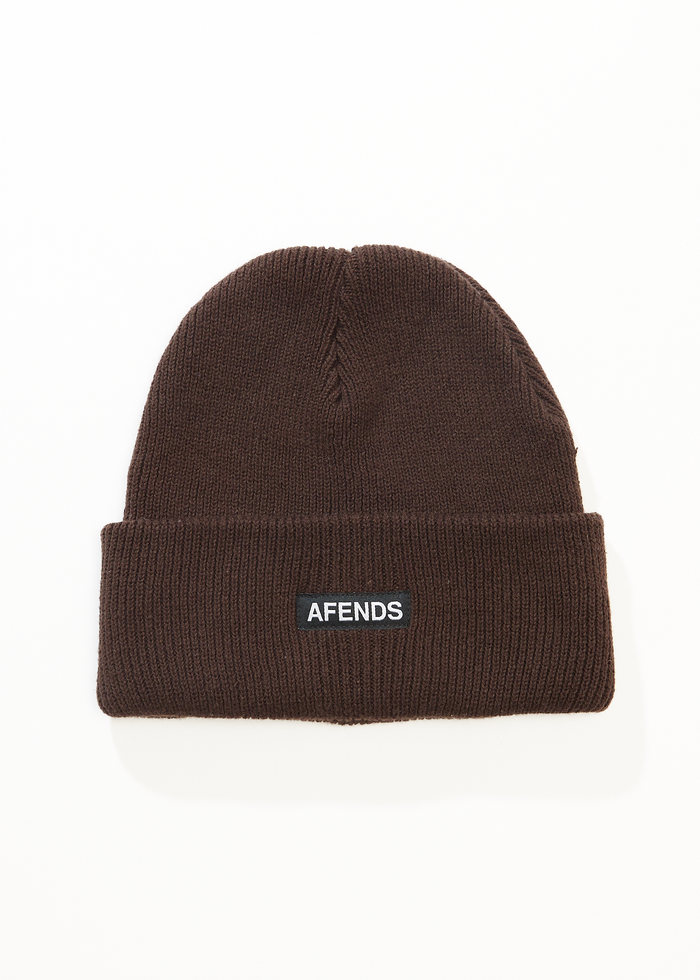 Afends Mens Hometown - Recycled Beanie - Coffee - Streetwear - Sustainable Fashion