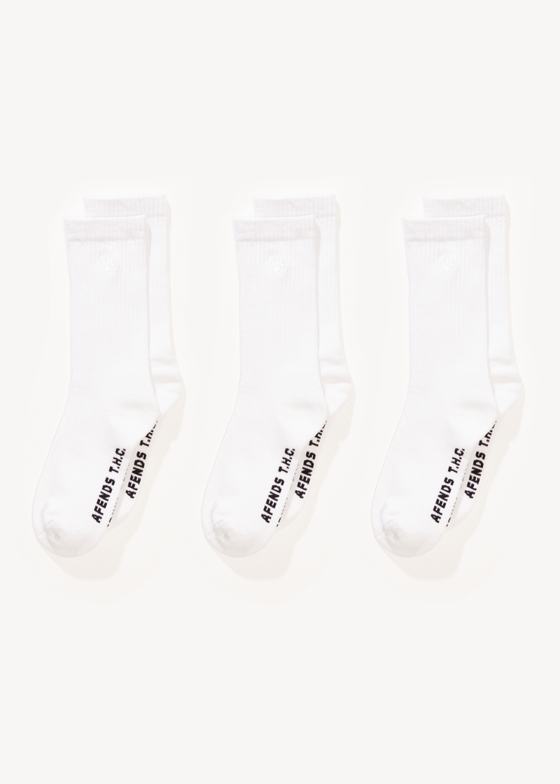 Afends Mens Flame - Socks Three Pack - White