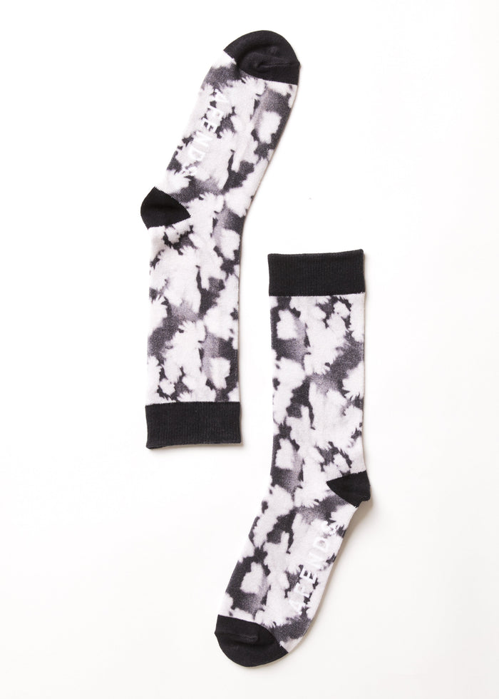 Afends Unisex Linger - Unisex Organic Crew Socks - Black - Streetwear - Sustainable Fashion