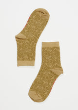 AFENDS Unisex Dandy - Crew Socks - Camel - Afends unisex dandy   crew socks   camel   streetwear   sustainable fashion