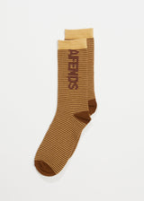 Afends Unisex Invisible - Crew Socks - Toffee Stripe - Afends unisex invisible   crew socks   toffee stripe   streetwear   sustainable fashion