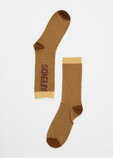 AFENDS Unisex Invisible - Crew Socks - Toffee Stripe - Afends unisex invisible   crew socks   toffee stripe   streetwear   sustainable fashion