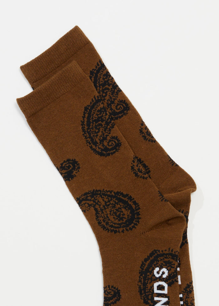 Afends Unisex Tradition - Crew Socks - Toffee - Streetwear - Sustainable Fashion