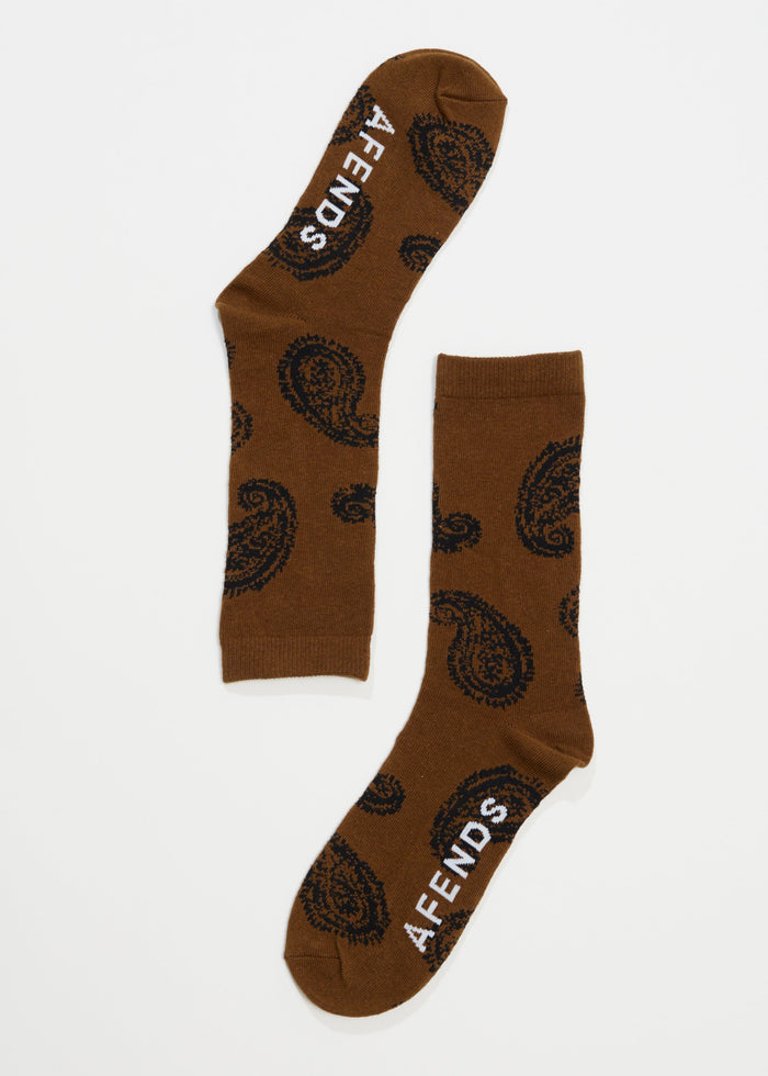 Afends Unisex Tradition - Crew Socks - Toffee - Streetwear - Sustainable Fashion