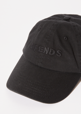 AFENDS Mens Questions -  Six Panel Cap - Washed Black - Afends mens questions    six panel cap   washed black   streetwear   sustainable fashion